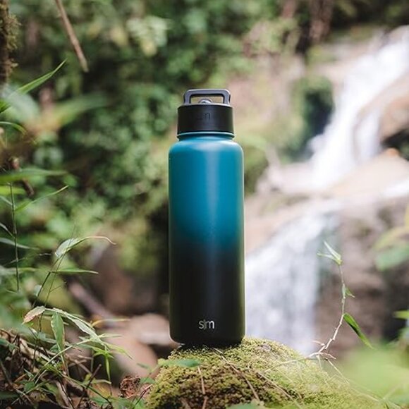 Water Bottle with Straw, Chug Lid and Handle | Insulated Stainless Steel | 40 OZ - Picture 1 of 9
